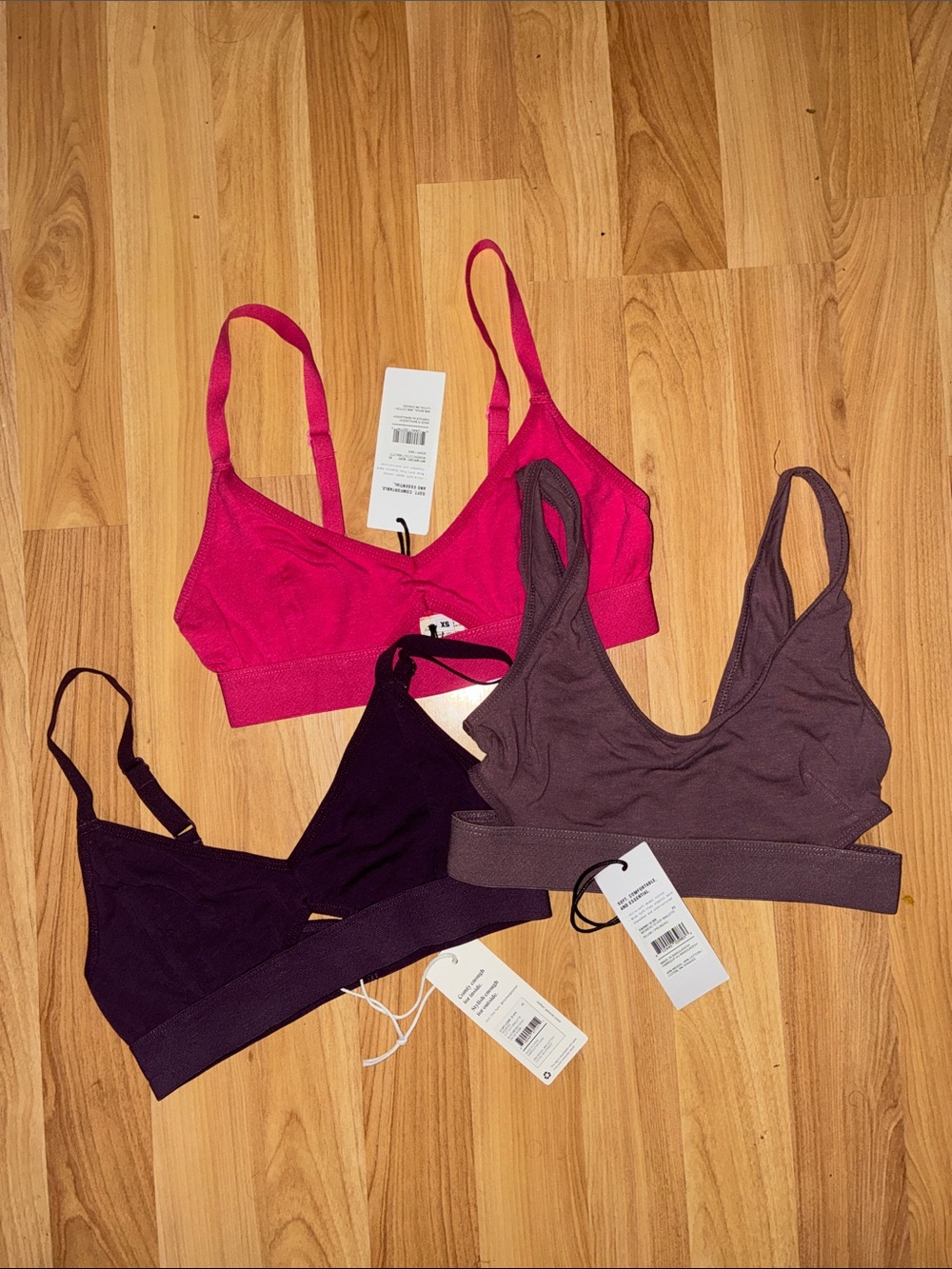 Richer Poorer Trio Bralettes in Hot Pink, Plum & Dusty Mauve